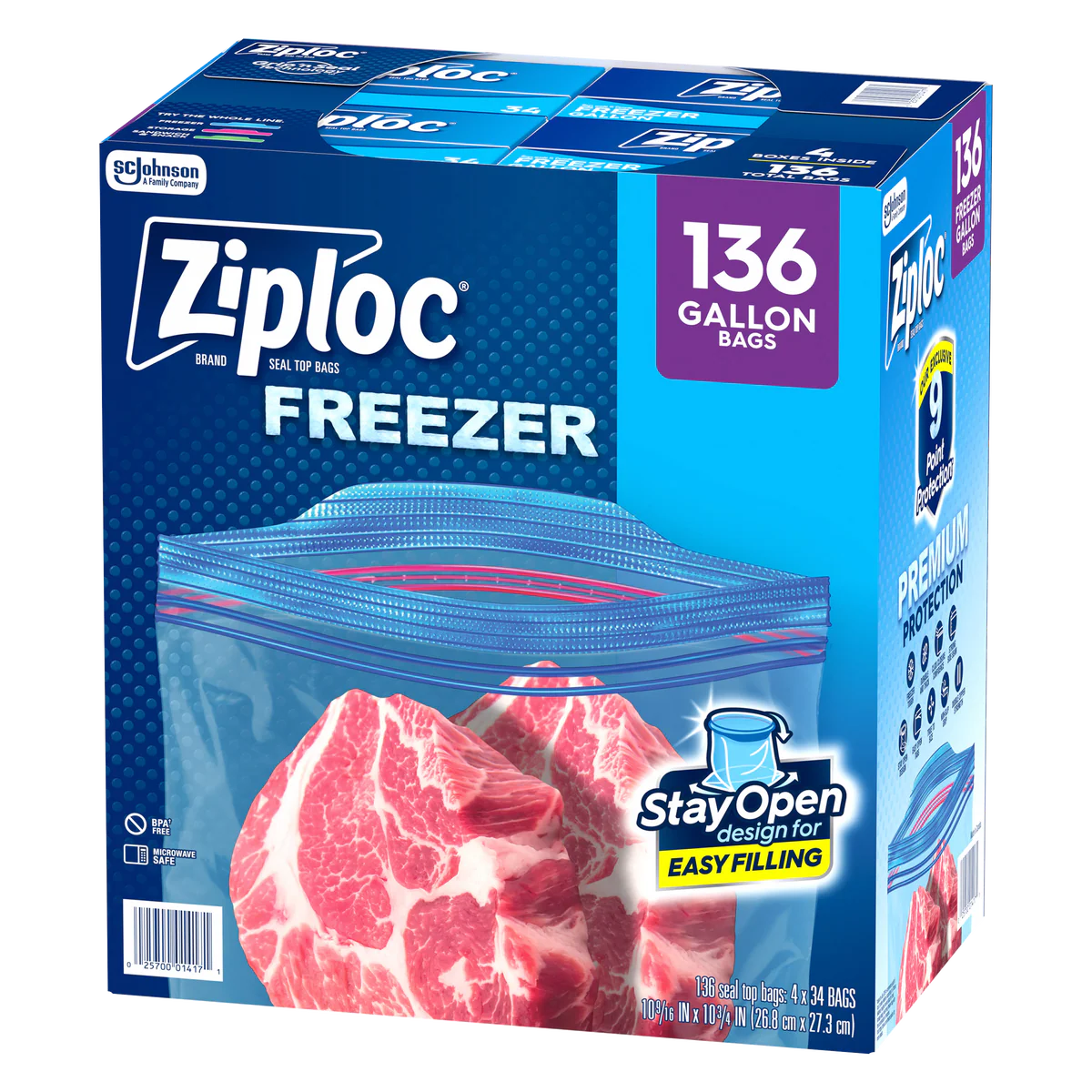 Bolsas Herméticas Gallon Freezer 27 x 27 cm Ziploc 4 x 34 un - Imagen 4
