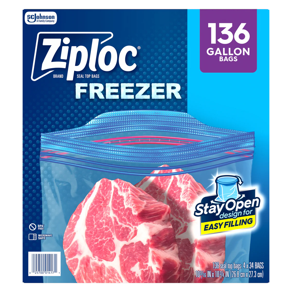 Bolsas Herméticas Gallon Freezer 27 x 27 cm Ziploc 4 x 34 un - Imagen 2